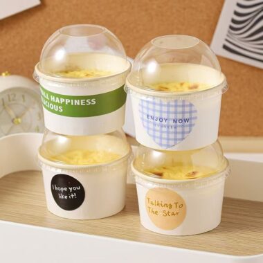 Creative minimalist eco-friendly paper ice cream cups for dessert shops