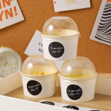 Creative minimalist eco-friendly paper ice cream cups for dessert shops