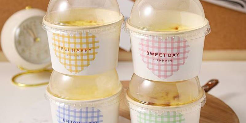 Creative minimalist eco-friendly paper ice cream cups for dessert shops