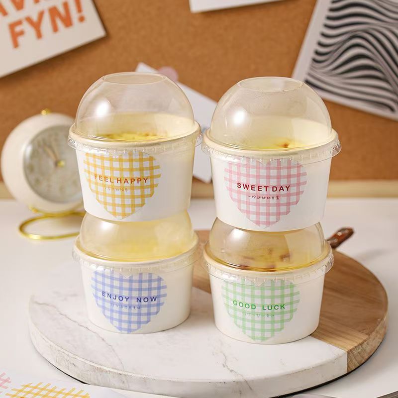 Creative minimalist eco-friendly paper ice cream cups for dessert shops