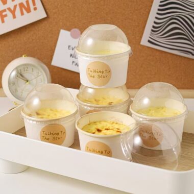 Creative minimalist eco-friendly paper ice cream cups for dessert shops