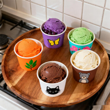 Custom disposable paper ice cream cups with logo printing