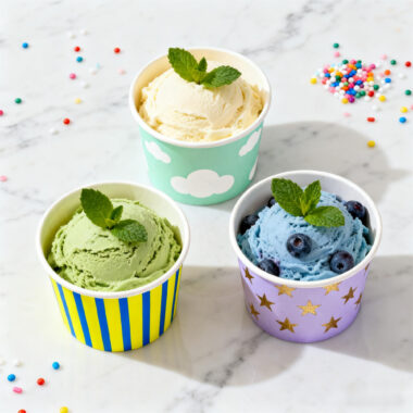 Custom disposable paper ice cream cups with logo printing