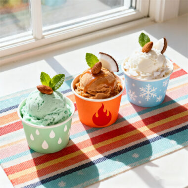 Custom disposable paper ice cream cups with logo printing