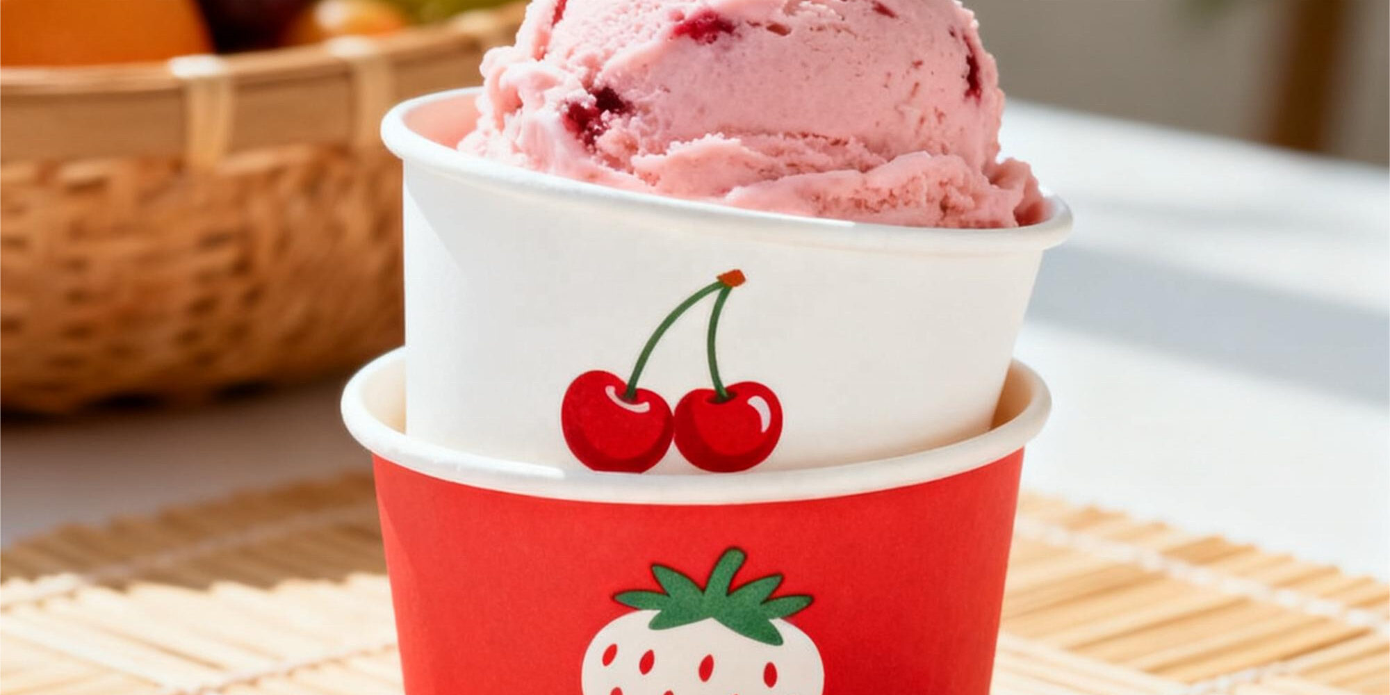 Custom disposable paper ice cream cups with logo printing