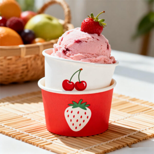 Custom disposable paper ice cream cups with logo printing