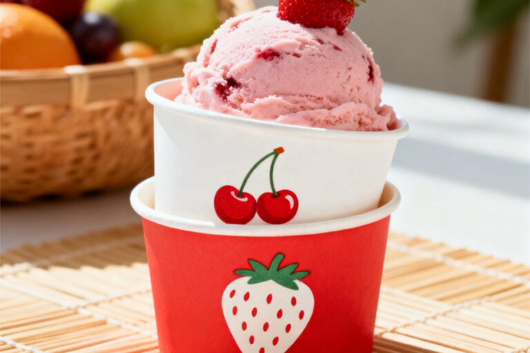 Custom disposable paper ice cream cups with logo printing