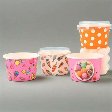 Custom eco-friendly single wall paper ice cream cups for takeaway
