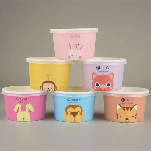 Custom eco-friendly single wall paper ice cream cups for takeaway