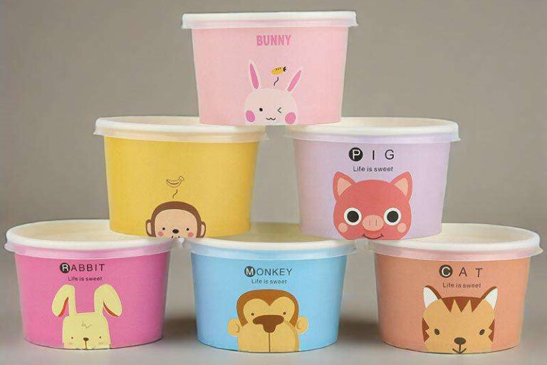 Custom eco-friendly single wall paper ice cream cups for takeaway