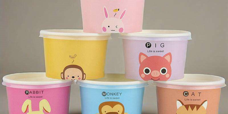 Custom eco-friendly single wall paper ice cream cups for takeaway