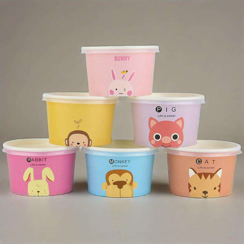 Custom eco-friendly single wall paper ice cream cups for takeaway