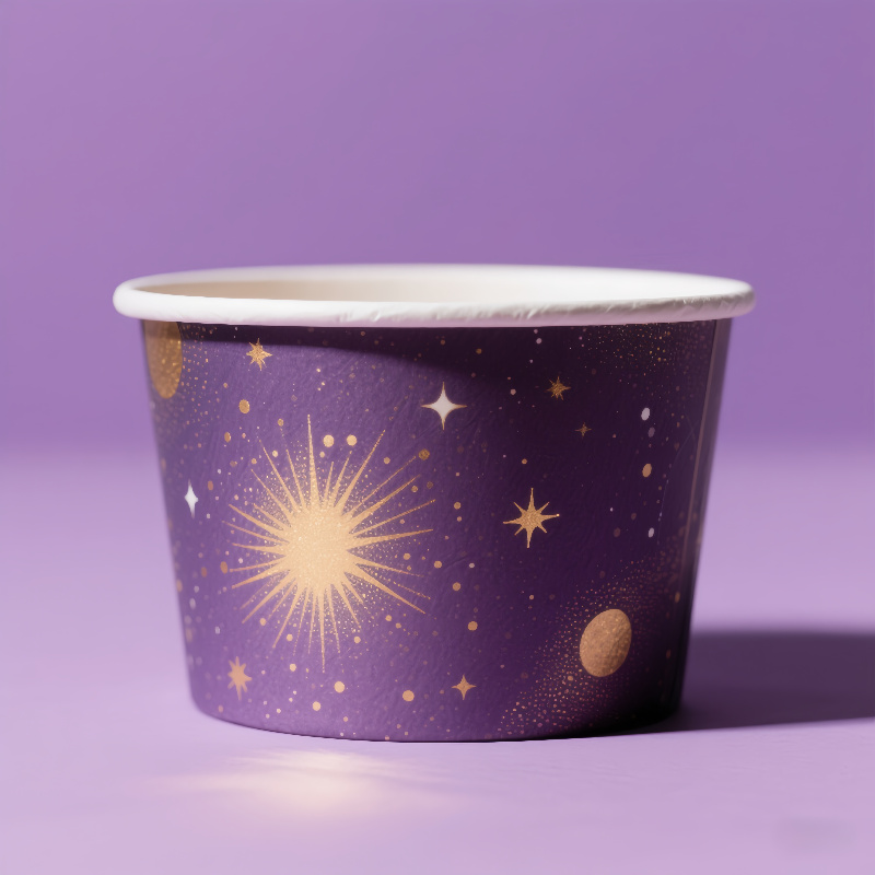 Custom recyclable starry design paper ice cream cups for party desserts