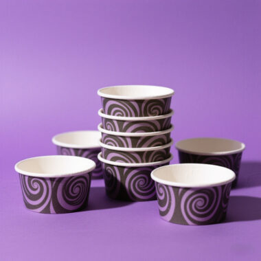 Custom recyclable starry design paper ice cream cups for party desserts