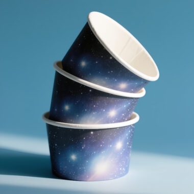Custom recyclable starry design paper ice cream cups for party desserts