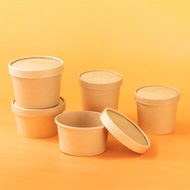 High quality thick kraft paper food bowl and soup cup for takeaway
