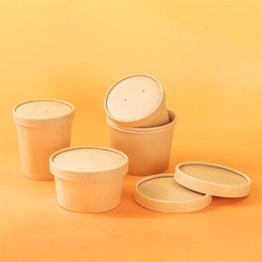 High quality thick kraft paper food bowl and soup cup for takeaway