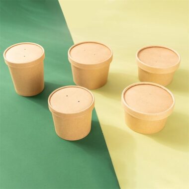 High quality thick kraft paper food bowl and soup cup for takeaway