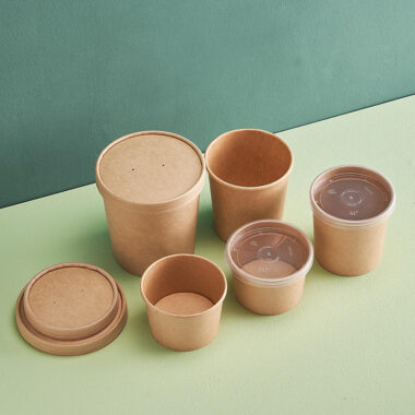 High quality thick kraft paper food bowl and soup cup for takeaway