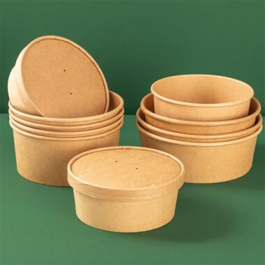 High quality thick kraft paper food bowl and soup cup for takeaway