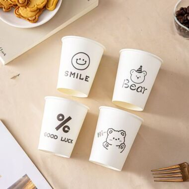 Cute single wall anti-scald paper coffee and tea cups for takeaway