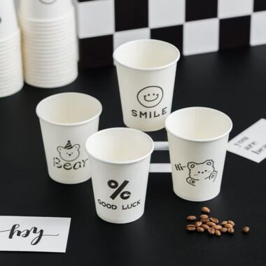 Cute single wall anti-scald paper coffee and tea cups for takeaway