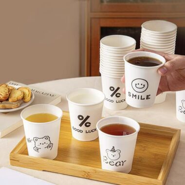 Cute single wall anti-scald paper coffee and tea cups for takeaway