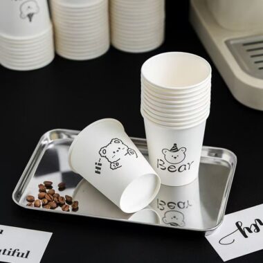 Cute single wall anti-scald paper coffee and tea cups for takeaway