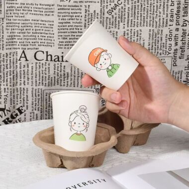 Cute thickened household paper coffee and tea cups for hot beverages