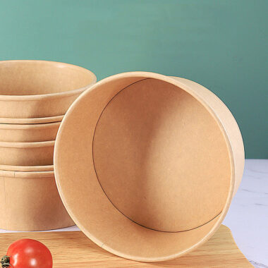 Disposable round kraft paper food bowls and soup cups with lids