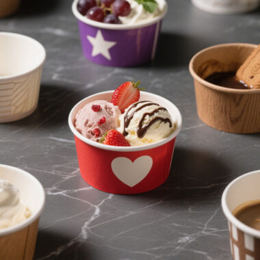 Eco-friendly food grade single wall paper ice cream cups for desserts