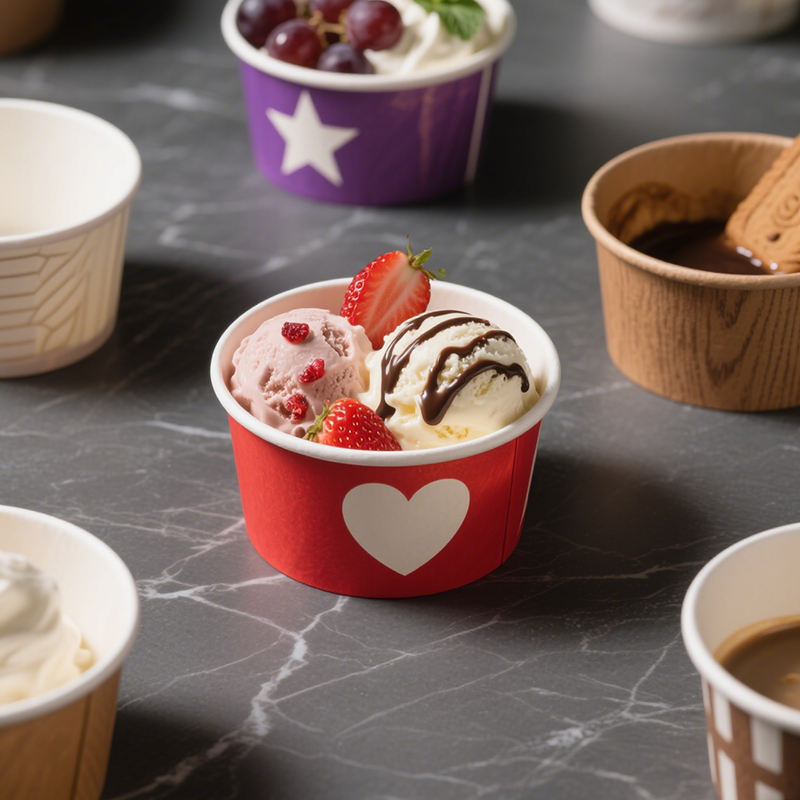 Eco-friendly food grade single wall paper ice cream cups for desserts