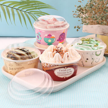 Eco-friendly food grade single wall paper ice cream cups for desserts