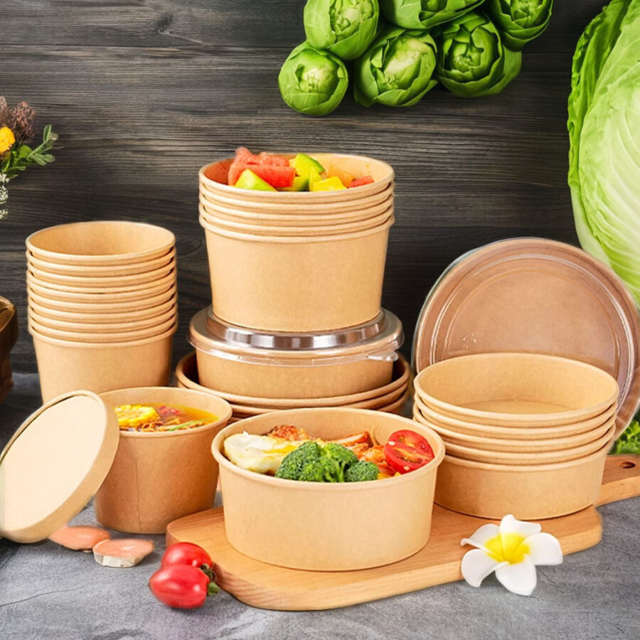 Kraft paper food grade bowl for takeaway and delivery