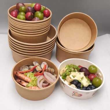 Kraft paper food grade bowl for takeaway and delivery