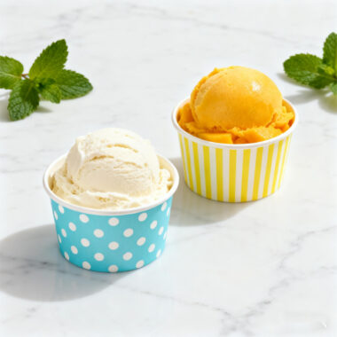 Double wall premium paper ice cream cups for dessert packaging