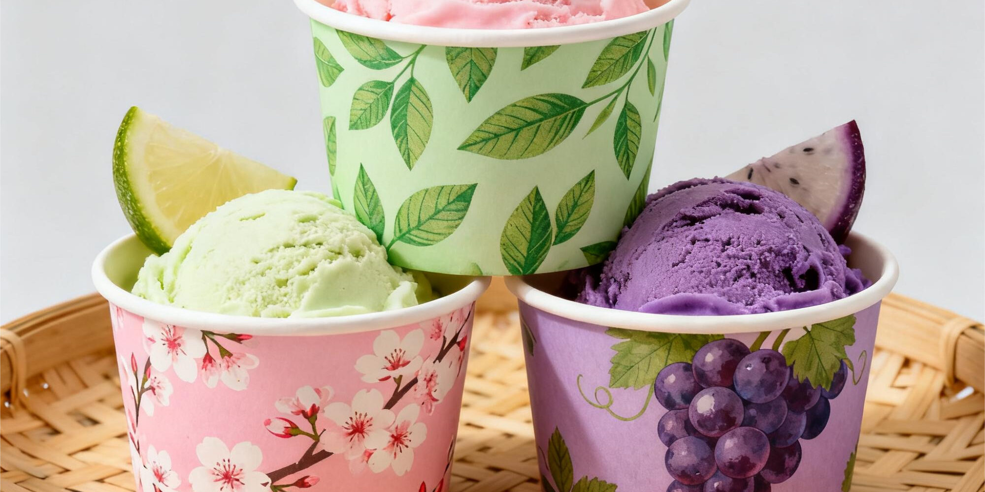 Double wall premium paper ice cream cups for dessert packaging