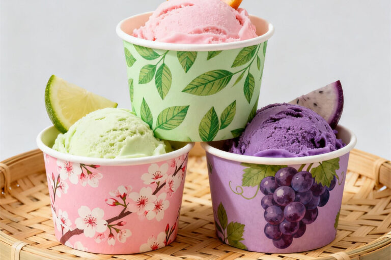 Double wall premium paper ice cream cups for dessert packaging