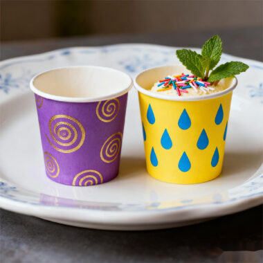 Double wall premium paper ice cream cups for dessert packaging