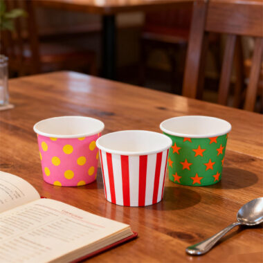 Double wall premium paper ice cream cups for dessert packaging