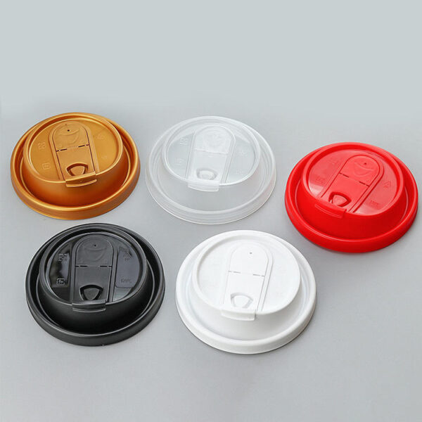 Multifunctional disposable plastic cup lid for coffee and milk tea