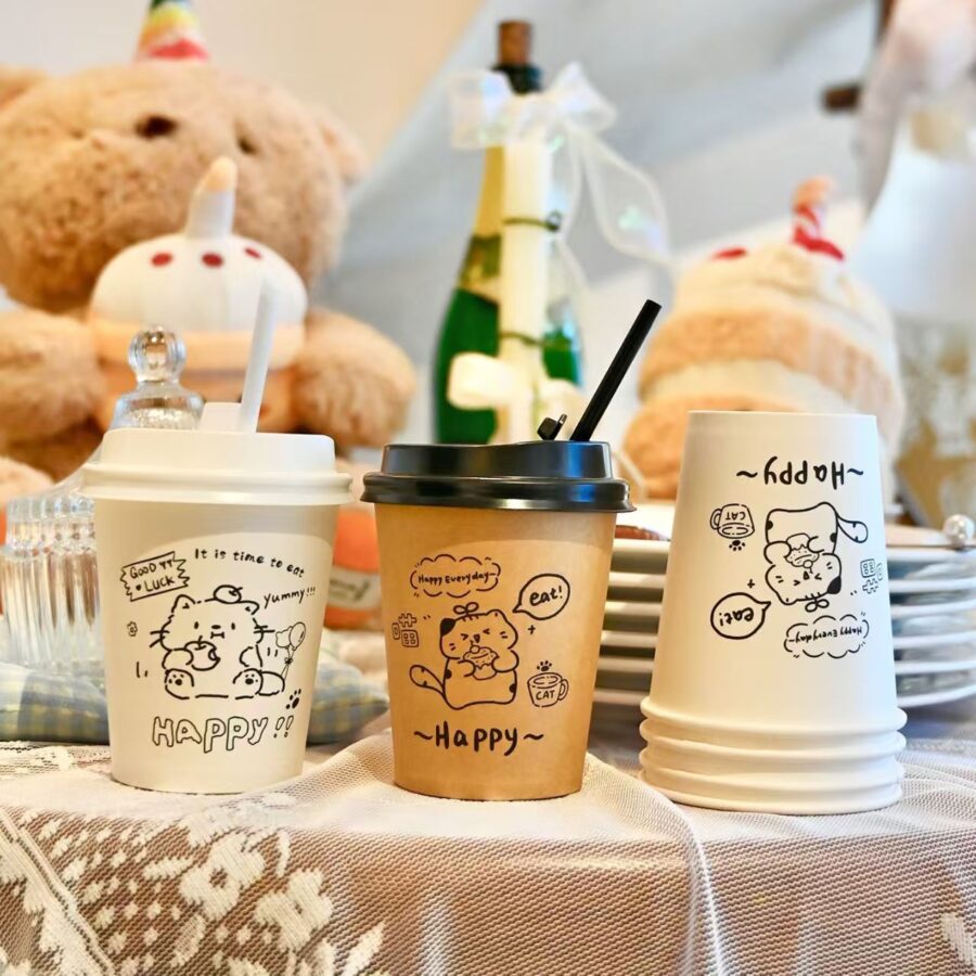 Premium food grade cute paper coffee cups for coffee and tea
