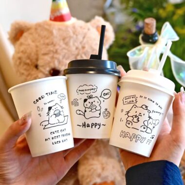 Premium food grade cute paper coffee cups for coffee and tea
